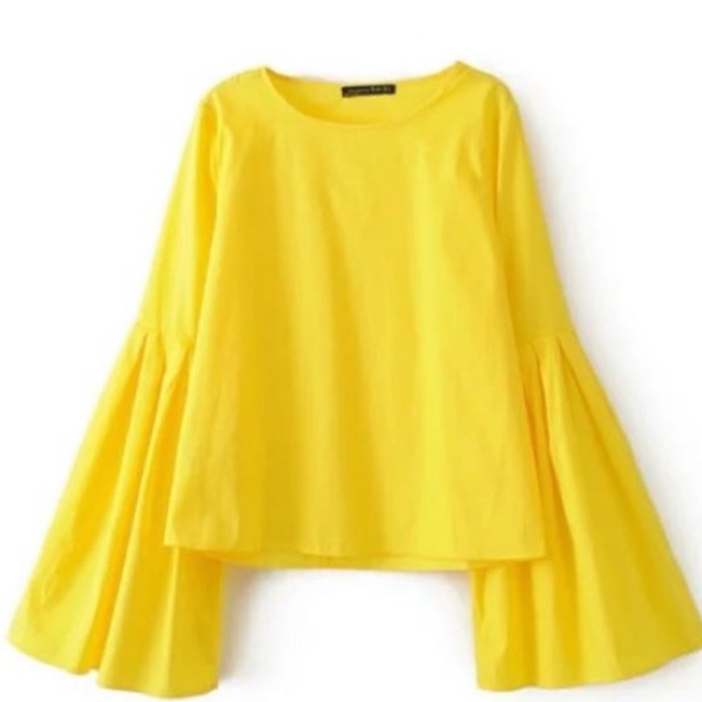 Yellow Flare Sleeve Top